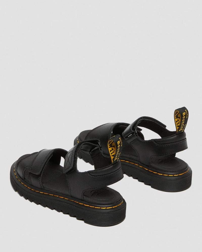 Dr Martens Junior Vossie Leren Sandalen Kinderen Zwart | NL 102GSO